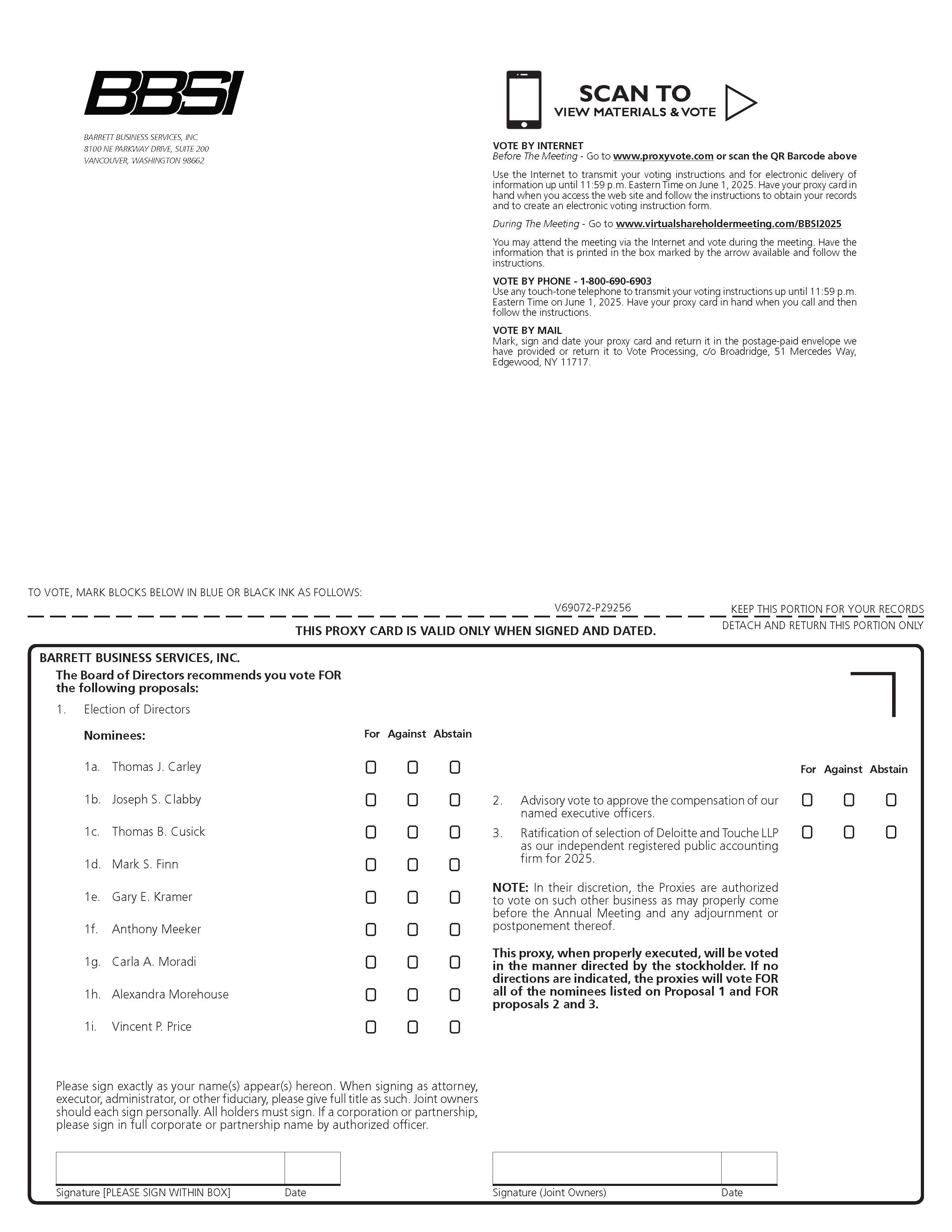 The accessible PDF of Proxy card pages is available under Document Links dropdown menu