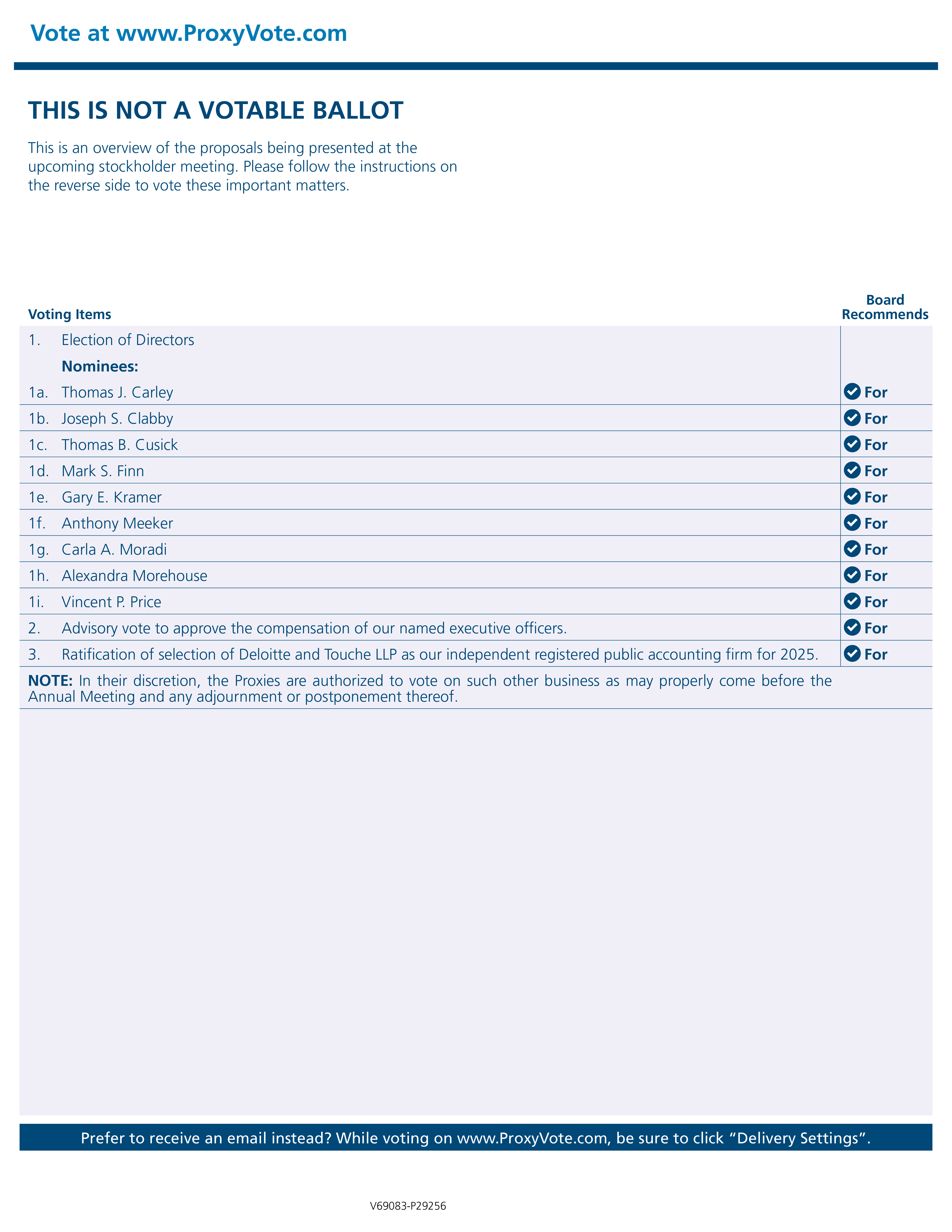 The accessible PDF of Proxy card pages is available under Document Links dropdown menu
